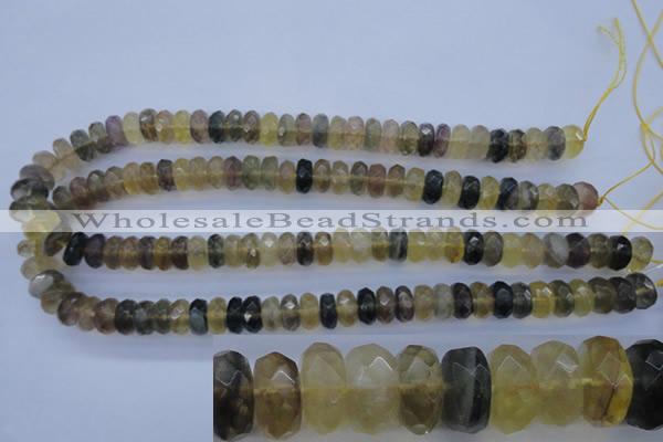 CFL143 15.5 inches 6*12mm faceted rondelle yellow fluorite beads