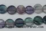 CFL163 15.5 inches 12mm coin natural fluorite beads wholesale