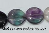 CFL167 15.5 inches 20mm flat round natural fluorite beads wholesale