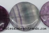 CFL170 15.5 inches 35mm flat round natural fluorite beads wholesale