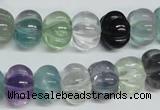 CFL301 15.5 inches 10*14mm carved rondelle natural fluorite beads