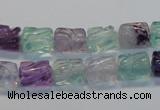 CFL305 15.5 inches 8*10mm carved column natural fluorite beads