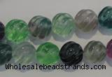 CFL457 15.5 inches 12mm carved round natural fluorite beads