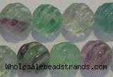 CFL459 15.5 inches 16mm carved round natural fluorite beads