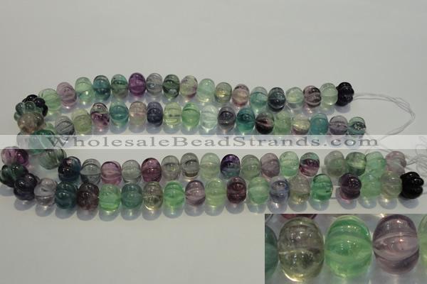 CFL468 15.5 inches 10*14mm pumpkin natural fluorite beads