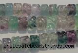 CFL471 15.5 inches 6*8mm carved rondelle natural fluorite beads