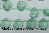 CFL650 Top-drilled 10*14mm faceted briolette green fluorite beads