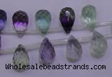 CFL708 Top-drilled 8*12mm faceted teardrop natural fluorite beads