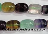 CFL772 15.5 inches 12*16mm drum rainbow fluorite gemstone beads