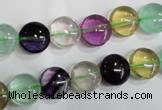 CFL783 15.5 inches 10mm flat round rainbow fluorite gemstone beads