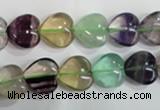 CFL789 15.5 inches 12mm heart rainbow fluorite gemstone beads