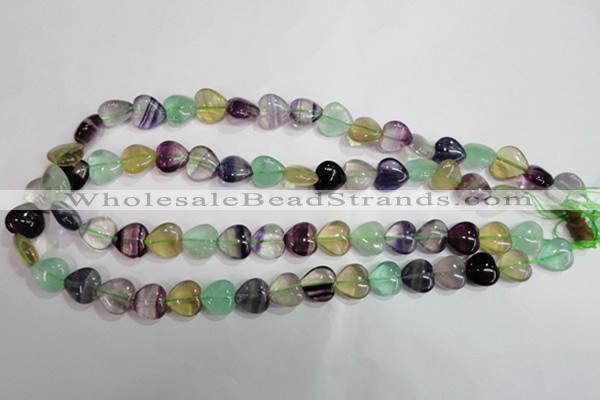 CFL790 15.5 inches 14mm heart rainbow fluorite gemstone beads