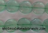 CFL864 15.5 inches 15mm flat round green fluorite gemstone beads