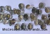 CFL963 Top drilled 10*14mm flat teardrop natural fluorite beads