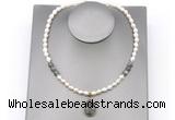 CFN159 baroque white freshwater pearl & labradorite necklace with pendant