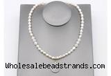 CFN161 baroque white freshwater pearl & white moonstone necklace with pendant