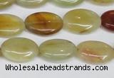 CFW127 15.5 inches 13*18mm flat oval flower jade gemstone beads