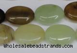 CFW129 15.5 inches 15*20mm flat oval flower jade gemstone beads