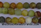 CFW201 15.5 inches 6mm round matte flower jade beads wholesale