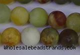 CFW204 15.5 inches 12mm round matte flower jade beads wholesale