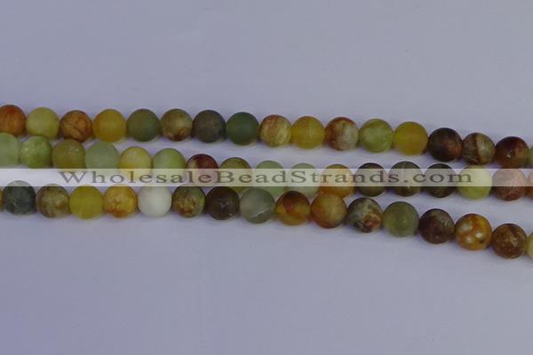 CFW204 15.5 inches 12mm round matte flower jade beads wholesale