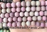 CFW38 15.5 inches 10mm round matte pink wooden jasper beads