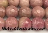 CFW60 15 inches 6mm faceted round pink wooden jasper beads