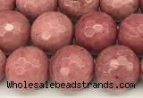 CFW66 15 inches 8mm faceted round pink wooden jasper beads