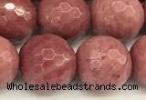 CFW68 15 inches 12mm faceted round pink wooden jasper beads