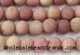 CFW70 15 inches 4mm round matte pink wooden jasper beads