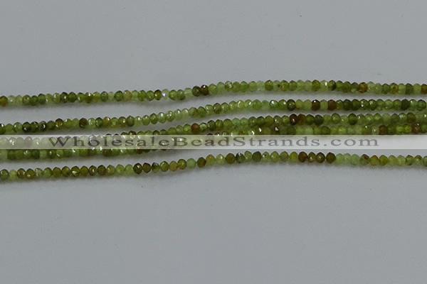 CGA155 15.5 inches 2*2.5mm faceted rondelle green garnet beads