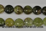 CGA212 15.5 inches 12mm flat round natural green garnet beads