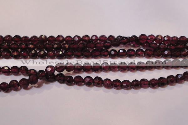 CGA361 14 inches 4mm faceted round natural red garnet beads wholesale