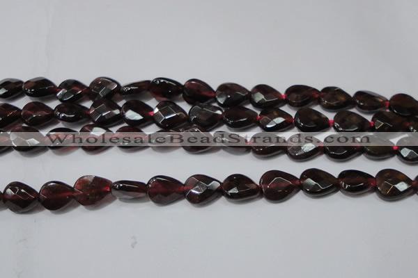 CGA484 15.5 inches 8*10mm faceted flat teardrop natural red garnet beads