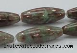 CGA55 15.5 inches 10*30mm rice red green garnet gemstone beads