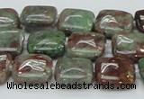 CGA62 15.5 inches 14*14mm square red green garnet gemstone beads