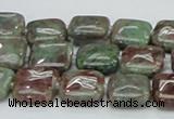 CGA63 15.5 inches 12*12mm square red green garnet gemstone beads