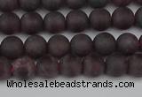 CGA671 15.5 inches 6mm round matte red garnet beads wholesale