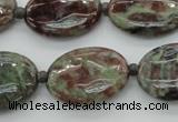 CGA72 15.5 inches 18*25mm oval red green garnet gemstone beads