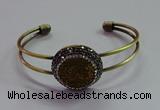 CGB1512 25mm coin plated druzy agate bangles wholesale