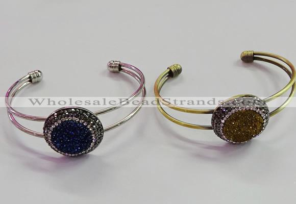 CGB1517 25mm coin plated druzy agate bangles wholesale