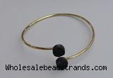 CGB2047 10mm coin plated druzy agate gemstone bangles wholesale