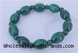 CGB227 8 inches round & rice natural malachite gemstone bracelets