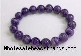 CGB2554 7.5 inches 12mm round charoite gemstone beaded bracelets