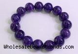 CGB2565 7.5 inches 14mm round charoite gemstone beaded bracelets