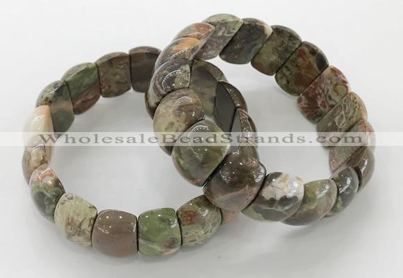 CGB3228 7.5 inches 12*20mm oval rainforest agate bracelets