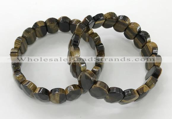 CGB3285 7.5 inches 10*15mm faceted oval yellow tiger eye bracelets