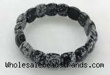 CGB3386 7.5 inches 10*15mm oval snowflake obsidian bracelets