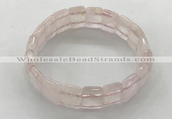 CGB3421 7.5 inches 12*15mm faceted rectangle rose quartz bracelets