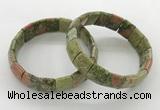 CGB3432 7.5 inches 12*15mm faceted rectangle unakite bracelets